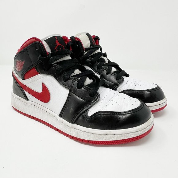 Jordan, Sneakers Other - Air Jordan 1 Mid (GS) Gym Red Black Boys Size 5Y